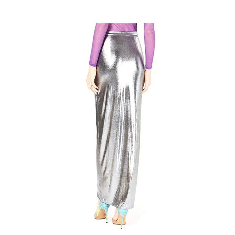 16 Цвята, секси дамски дълга пола с неправилна форма с брилянтен цепка отпред, плиссированная дизайнерска пола-молив Макси, удобна мода, градинска облекло Изображение 1