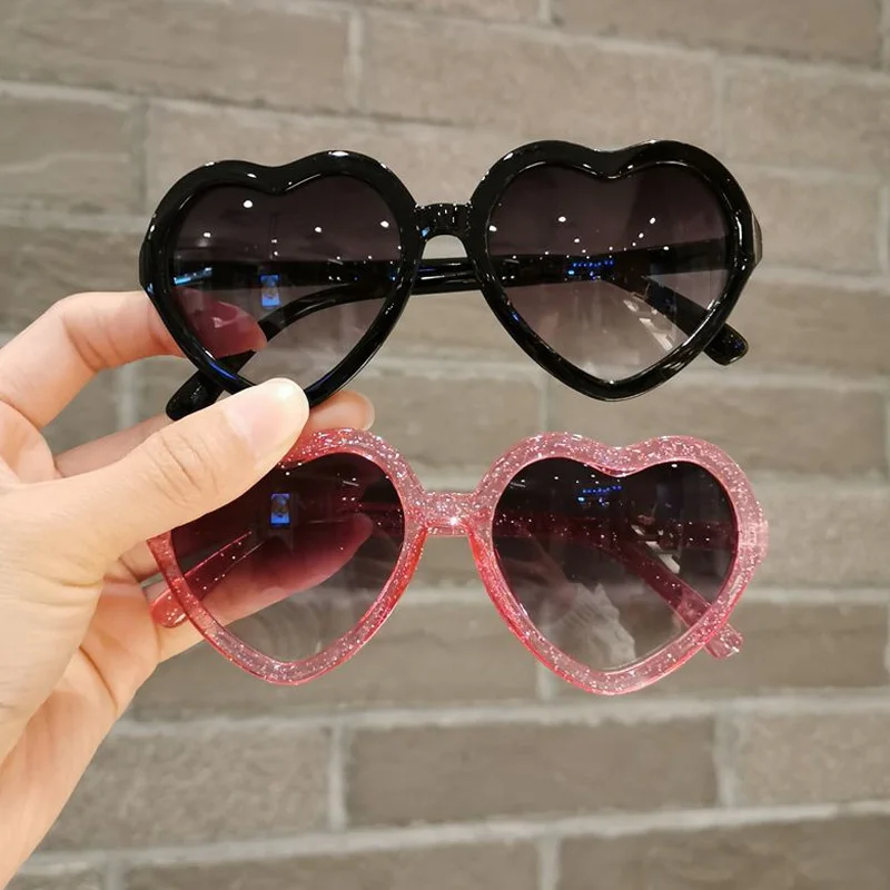 2023 Нови детски градиентные слънчеви очила във формата на сърце, на лъскави слънчеви очила, мультяшное сърце любов, прекрасни слънчеви очила за деца Изображение 3