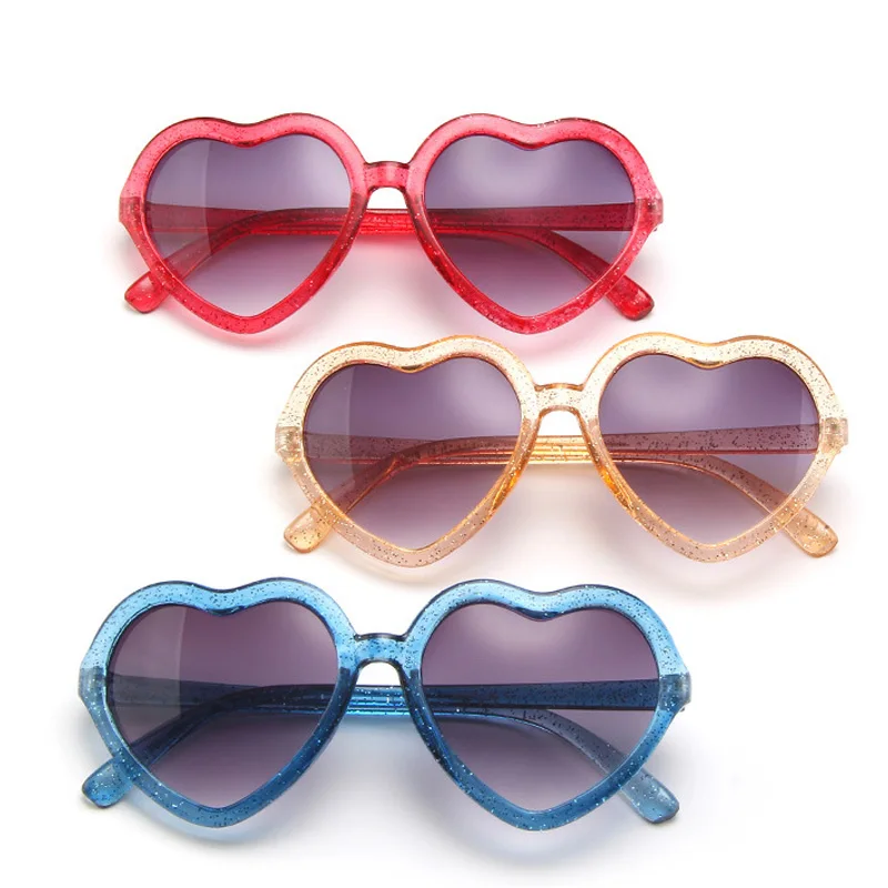 2023 Нови детски градиентные слънчеви очила във формата на сърце, на лъскави слънчеви очила, мультяшное сърце любов, прекрасни слънчеви очила за деца Изображение 5
