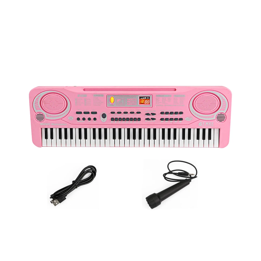 61 Клавиша електронното орган, USB цифрова клавиатура, пиано, музикален инструмент, детска играчка с микрофон, електрическо пиано за деца, децата Изображение 1