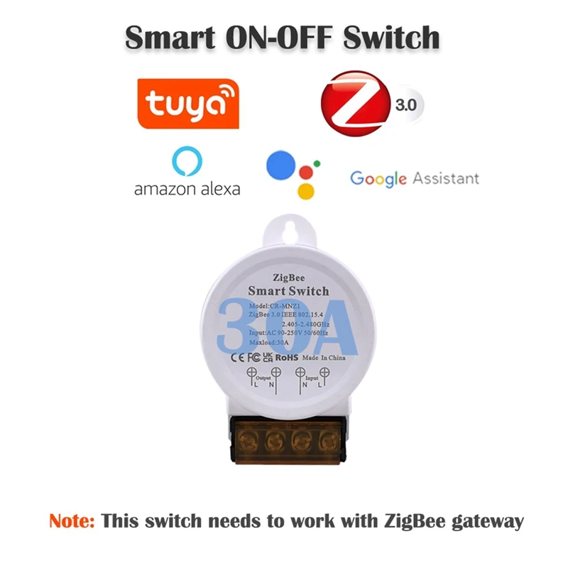 Zigbee Smart Switch Light на Sasha/Приложение Smart Life Поддържа Гласов Контрол на Напрежение 30A ac 90-250 В Изображение 2