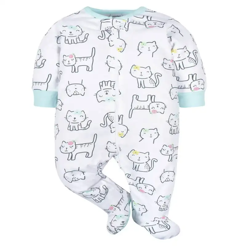 Брандираната пижама на крака за сън и игра за малки момичета, 4 опаковки (за новородено - 6/9 м) Изображение 2