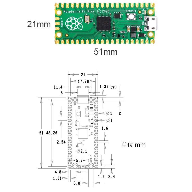 Двуядрен процесор Arm Cortex M0+ Raspberry Pi Pico с гъвкави цифрови интерфейси, 264 KB оперативна памет SRAM и 2 MB вградена флаш памет Изображение 2