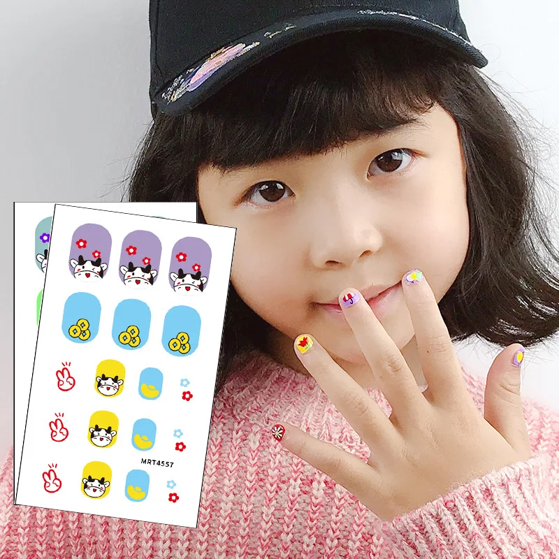 Децата, стикери за нокти за момичета, направи си сам, сладки мультяшные стикери за нокти, водоустойчив самозалепващи етикети с пълно покритие, режийни нокти, уши Изображение 1
