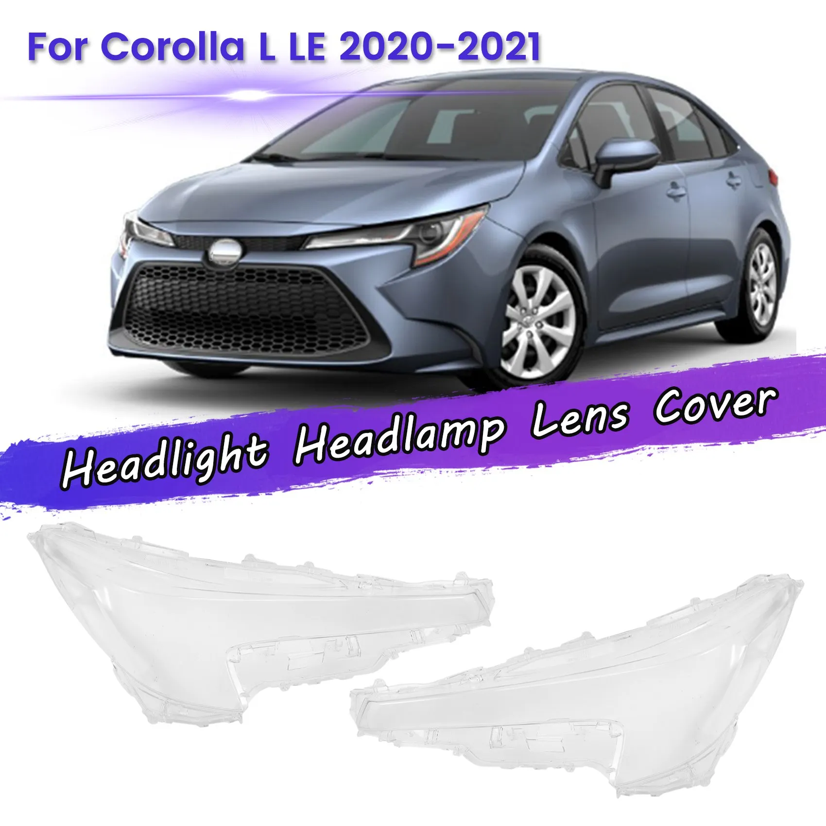 За Toyota Corolla L LE 2020-2021 левият страничен капак на обектива светлини Лампа във формата на миди Покриване на осветеност на обектива Изображение 1