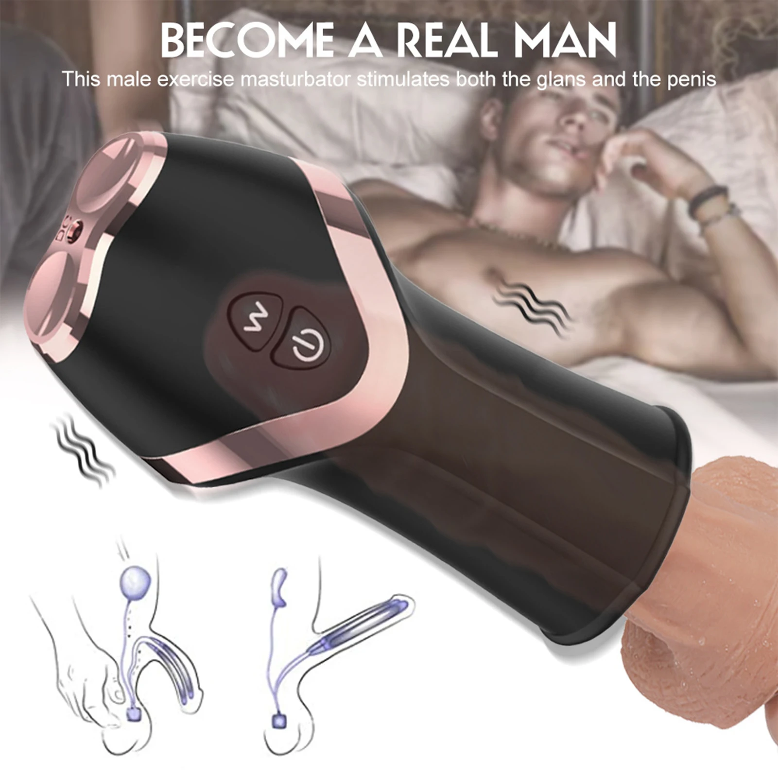 За многократна употреба масажор за мастурбация, поглаживающий апарат за мастурбация, истински вагинален, подходящи за вана или душ стаи Изображение 0