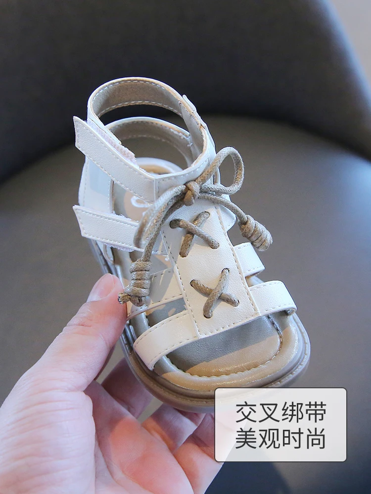 Летни сандали за момичета, нови обувки на принцесата в римски стил подметка, плажни обувки за малки деца, модерни обувки на принцесата върху плоска подметка Изображение 2