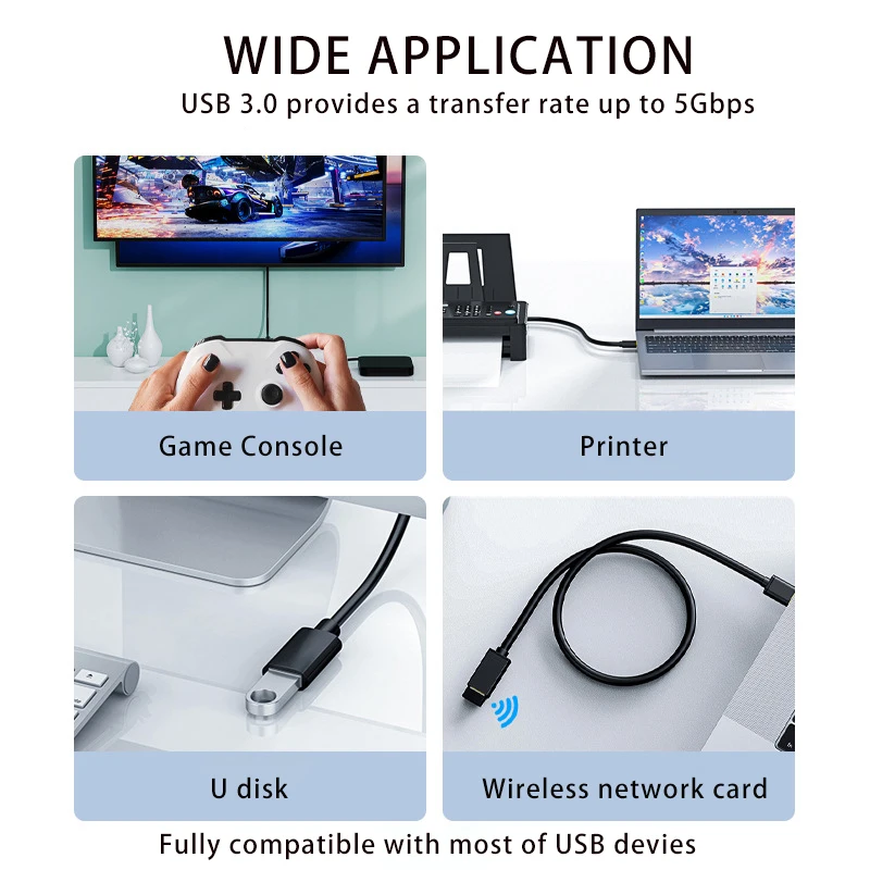 Нов 0,5 М - 5 М USB3.0 От мъжете на мъжа Smart TV Удлинительный кабел За мобилен твърд диск, Кабел за данни за Лаптоп Радиатор с Двойна глава USB Изображение 1