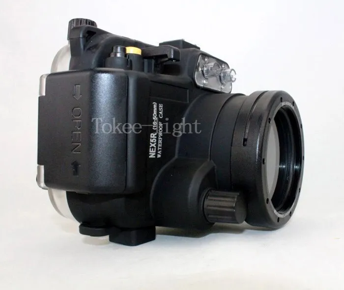 Подводен Водоустойчив Корпус Калъф за камера за гмуркане Чанта за SONY NEX 5R 5T Nex-5R 5T подходящ за обектив 16-50 мм, с червен филтър е 67 мм Изображение 4