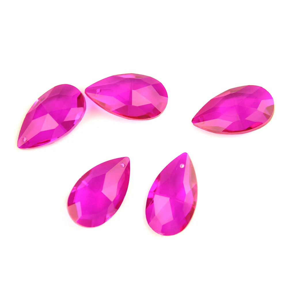 Подробности кристал полилеи розов цвят от 38 mm/50 mm/63 мм/76 мм, мъниста от бадемово кристал, осветителна призма, висящи детайли Изображение 3