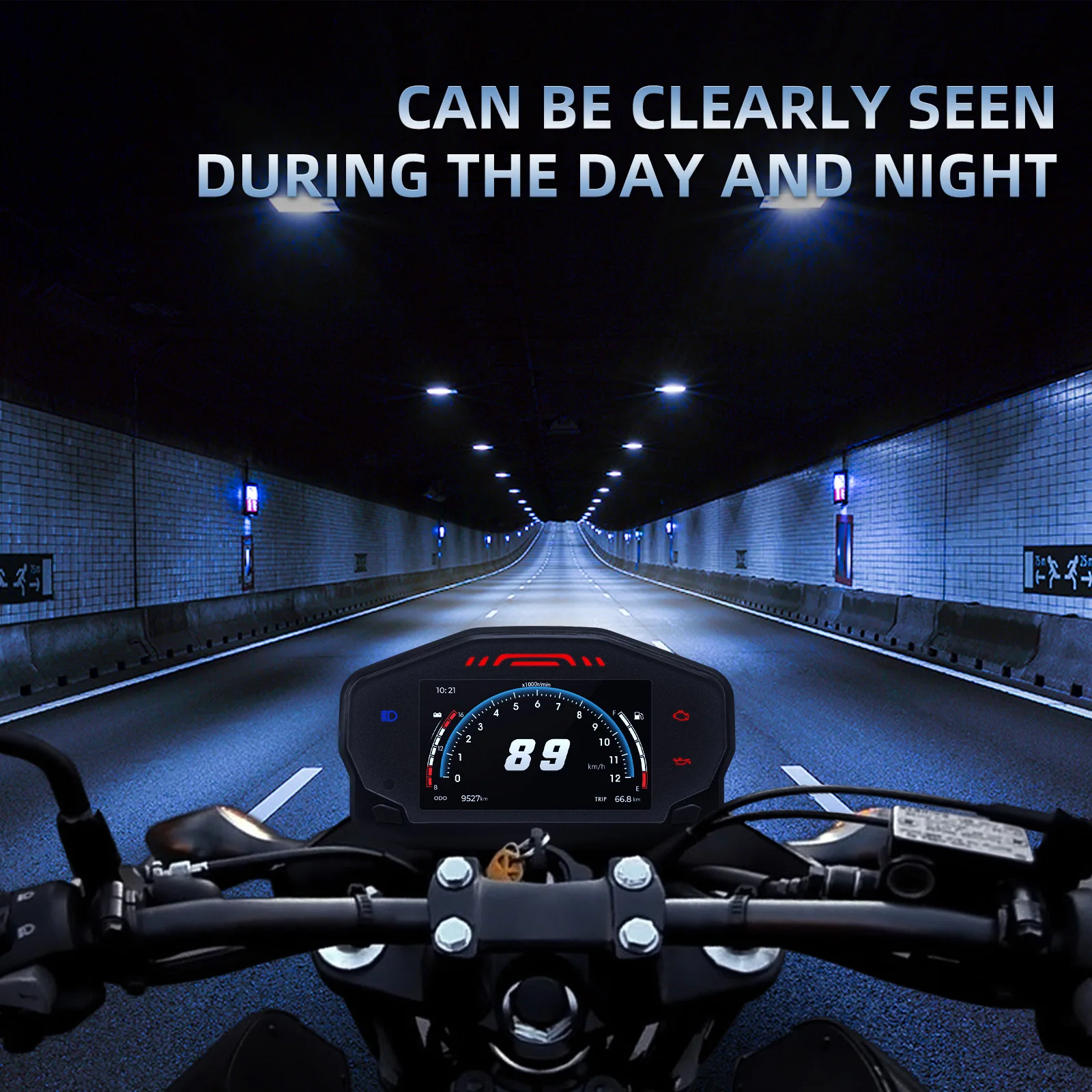 Универсален TFT LCD дисплей измервателен уред Скоростомер, километраж, оборотомер за мотоциклет с 2/4-цилиндров, 12, напомняне, за да се обадите Изображение 1